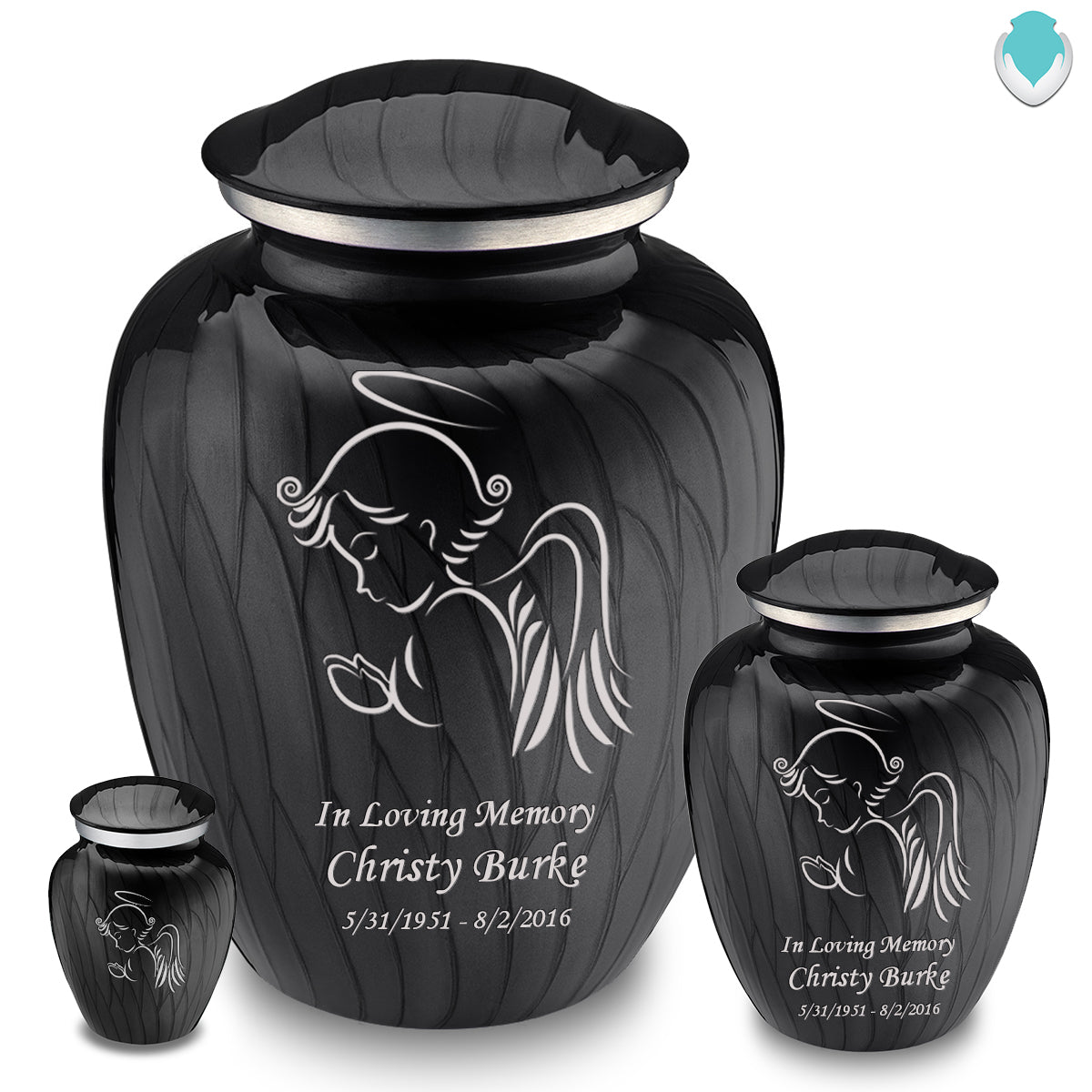 Custom Engraved popular Medium Embrace Pearl Angel Cremation Urn