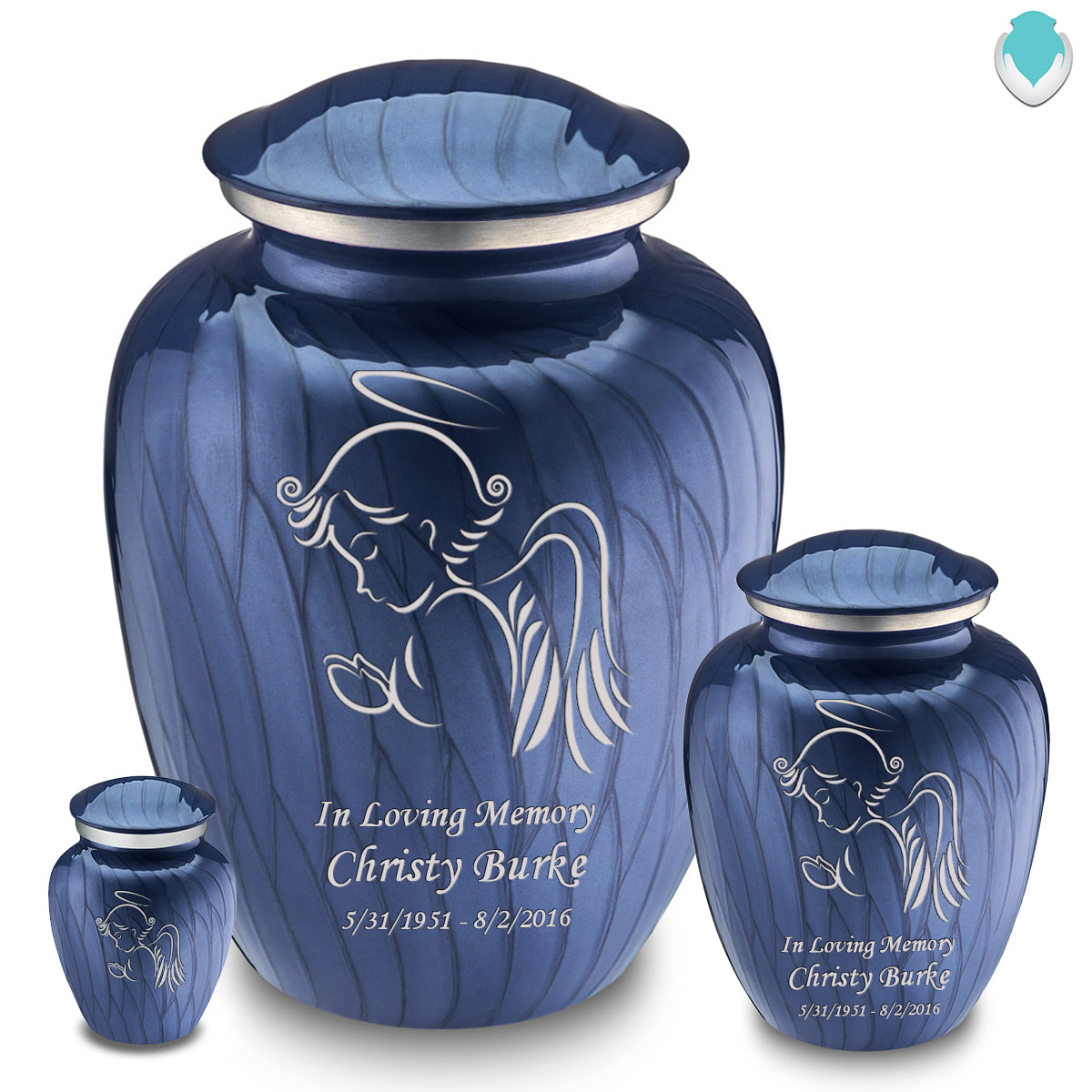 Custom Engraved popular Medium Embrace Pearl Angel Cremation Urn