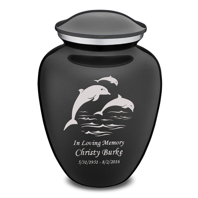 Adult Embrace Charcoal Dolphins Cremation Urn