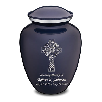 Adult Embrace Cobalt Blue Celtic Cross Cremation Urn