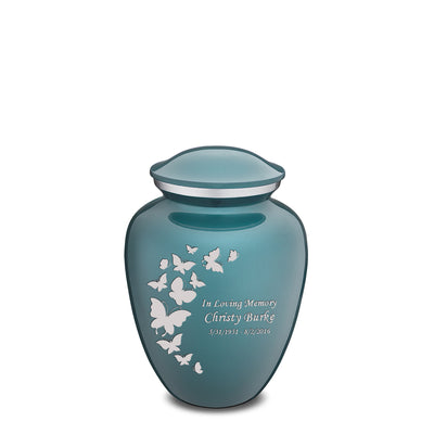 Medium Embrace Teal Butterfly Cremation Urn