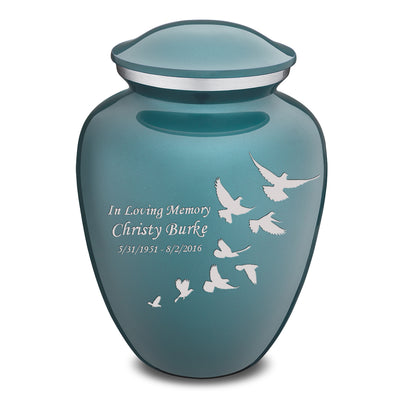 Adult Embrace Teal Doves Cremation Urn