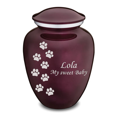 Large Embrace Cherry Purple Walking Paws Pet Cremation Urn