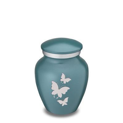 Keepsake Embrace Teal Butterflies Cremation Urn