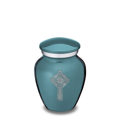 Keepsake Embrace Teal Celtic Cross Cremation Urn