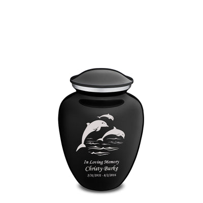 Medium Embrace Black Dolphins Cremation Urn