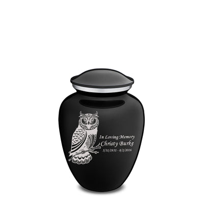 Medium Embrace Black Owl Cremation Urn