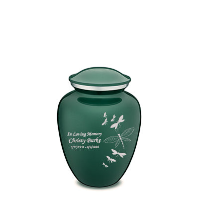 Medium Embrace Green Dragonflies Cremation Urn