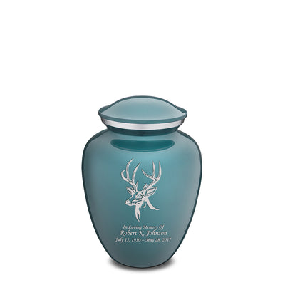 Medium Embrace Teal Deer Cremation Urn