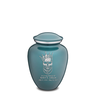 Medium Embrace Teal Skull Cremation Urn