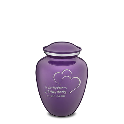 Medium Embrace Purple Hearts Cremation Urn