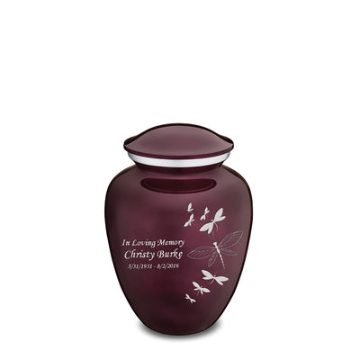 Medium Embrace Cherry Purple Dragonflies Cremation Urn