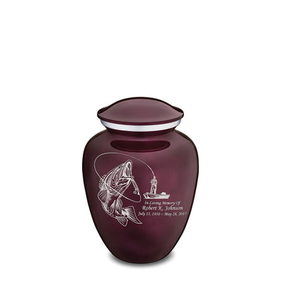 Medium Cherry Purple Embrace Fishing Cremation Urn