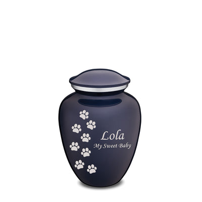 Medium Embrace Cobalt Blue Walking Paws Pet Cremation Urn